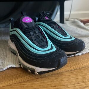 Nike Air Max 97 Black and Aqua with Pink Accents